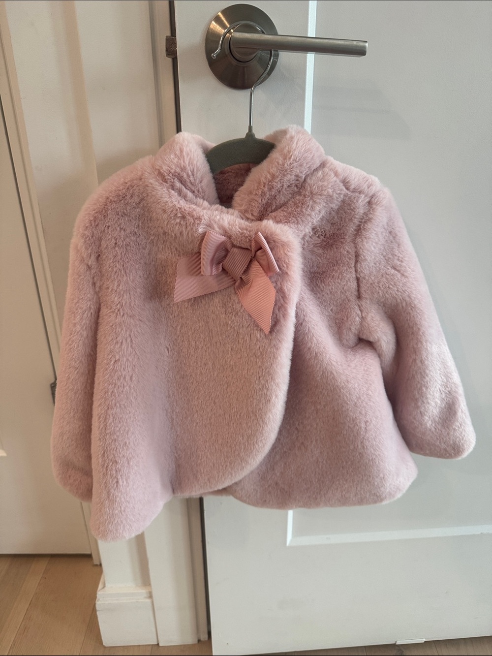 Mayoral Toddler Light Pink Faux-Fur Coat with Bow